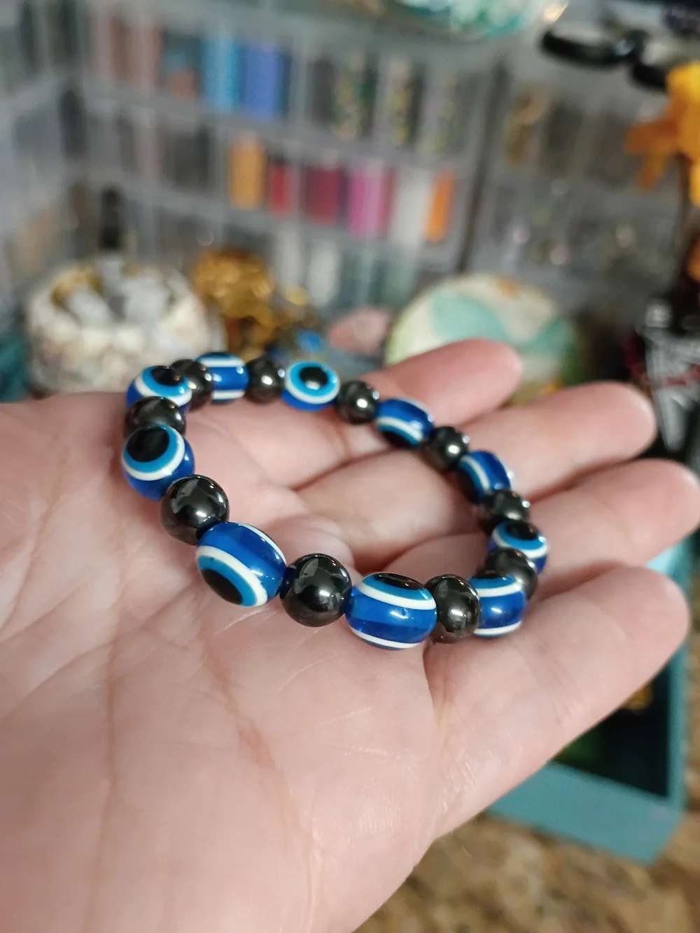 The Aegis Realm: Magnetite & Evil Eye Protection Bracelet